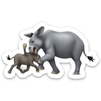 Donkey beating an elephant sticker
