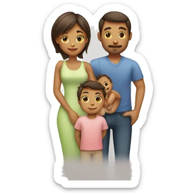 Mother, father, 1 boy, 2 girls, 1 baby boy sticker