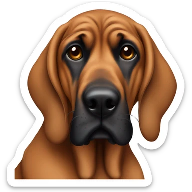 brown bloodhound with black eyebrows and black muzzle sticker