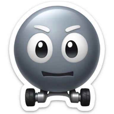 Gray Metal cute Kirby ball driving on 4 car wheels sticker