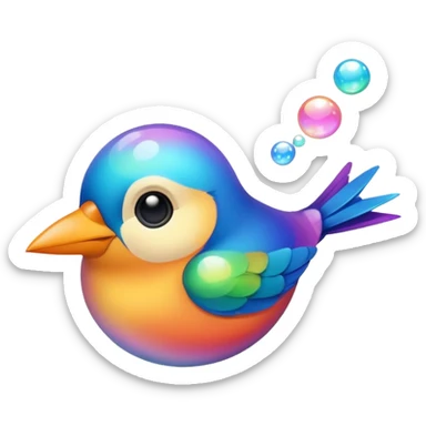 bird blowing bubbles sticker