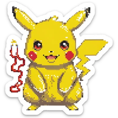 Pikachu, yellow electric pokemon with red cheeks sticker