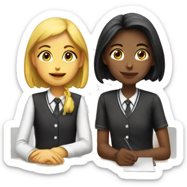 Two schoolgirl at the table sticker