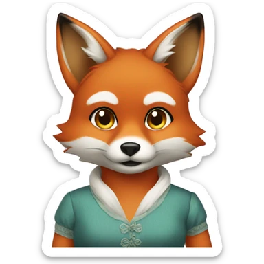 Fox whit dress sticker