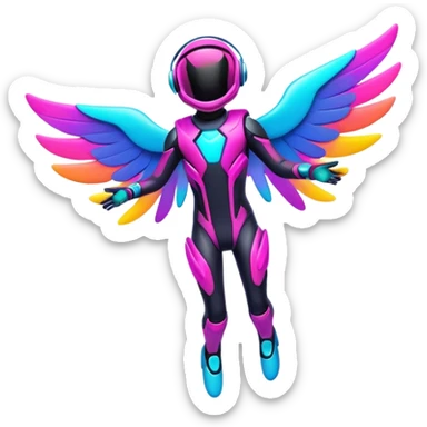 Colorful Neon Colors Vibrant Colors Flying Futuristic Fakémon-Pokémon-Creature Full Body sticker