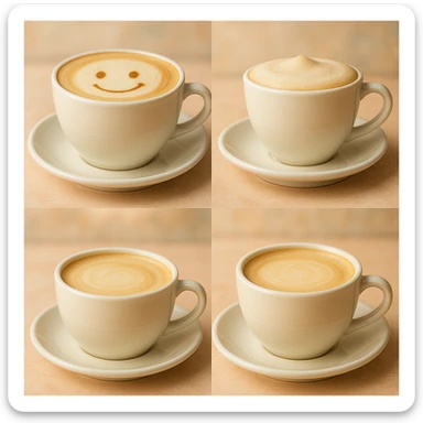 smiling vanilla latte, viewed from different angles sticker