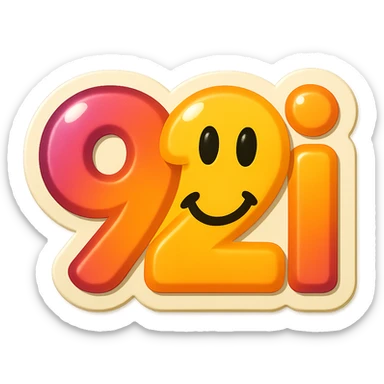 text '92i' as an emoji with a fun face incorporated sticker