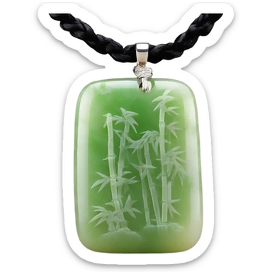 Upright, without chains, simply a yellow green Chinese style, bamboo forest pattern jade pendant  sticker