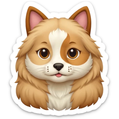 half cat half dog, split down the middle, cute sticker