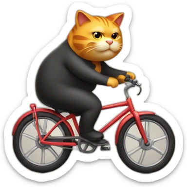 Fat-cat-riding-a-burning-bike sticker
