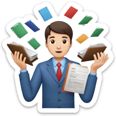 create an emoji of a person juggling lots of work loooking stressed out sticker