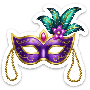 carnival mask with sequins and glitter sticker