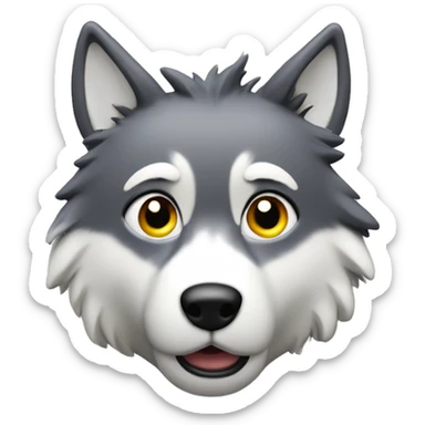 Cute wolf with white glue All over its face, embarrassed sticker