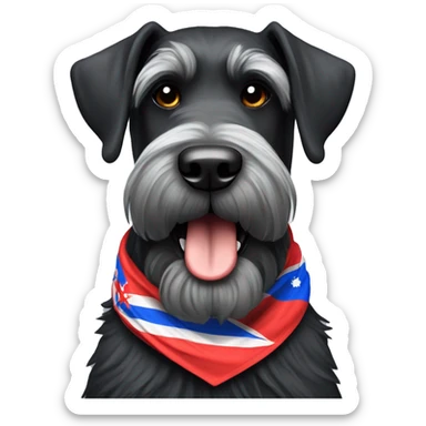 Happy giant schnauzer wearing a Costa Rican flag bandanna around its neck sticker