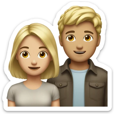 Blonde girl stood infront of short brown haired boy sticker