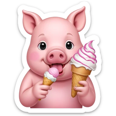 Pig eating ice cream sticker