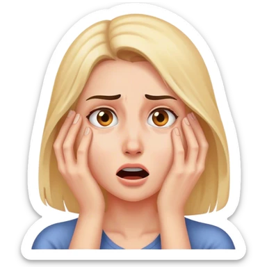 Woman shielding her face in fear  sticker