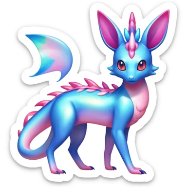 Colorful Shiny Exotic Amaura-Salandit-Aurorus-Sylveon-Fakémon-hybrid-creature (full body)  sticker