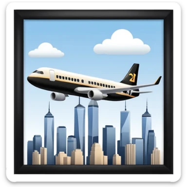 the number 21 on a plane flying near the twin towers sticker