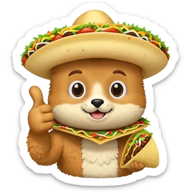 Furry holding taco giving thumbs up sticker