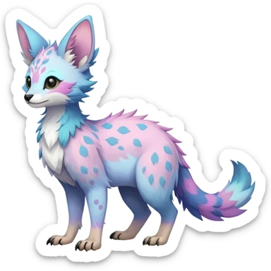 Epic Feral Rare Fantasy pastel Vernid-Trico-species by LiLaiRa, random markings, tufted tail, tufted ears, full body sticker