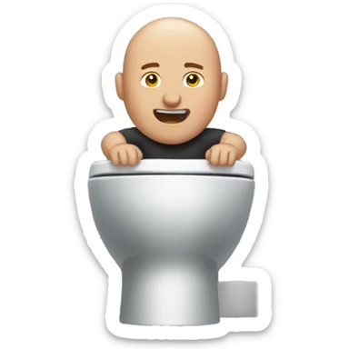 🚽 bald man coming out of toilet  sticker