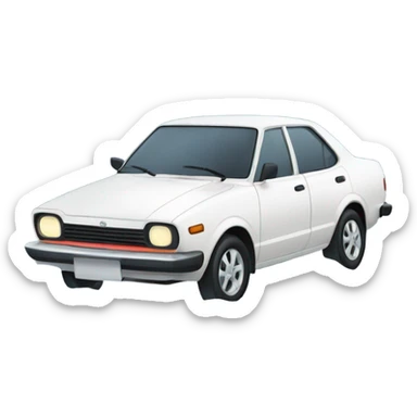 White Toyota Corolla car with snow and a smile sticker