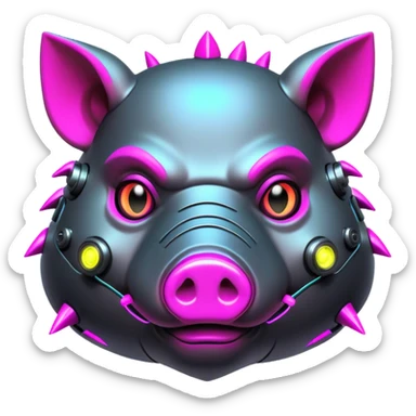 cyberpunk hog with neon sticker