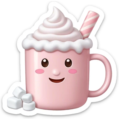 Light Pink mug of hot chocolate with marshmallows  sticker