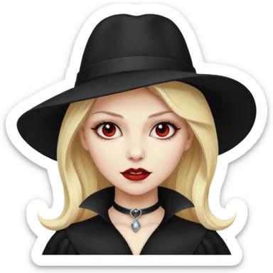 blonde vampire woman with hat sticker