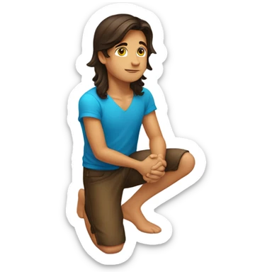 tanned pretty brunette boy kneeling pray sticker