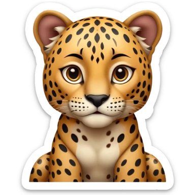 A high-resolution photo-realistic digital illustration of a baby jaguar, chest upward A high-resolution, photo-realistic digital illustration of a majestic young jaguar sticker
