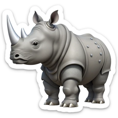 cinematic-rhino-full-body-standing-emoji,-massive-armored-body-poised-powerfully,-thick-horn-curving-slightly-forward,-head-tilted-dramatically,-rough-grey-hide-covered-in-dust,-simplified-focused-features sticker