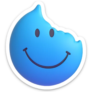 3D smiley emoji, round shape, blue color, with text 'csak chill', calm face sticker