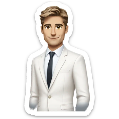 One simple, cute, emoji of Antoni Porowski in a white suit and tie sticker