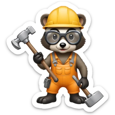 Badger doing DIY sticker