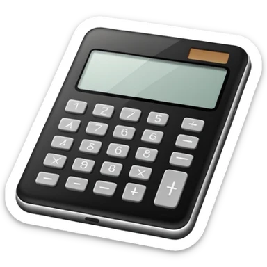 Minimalistic flat vector icon, iOS style, thin black contour on white background. Calculator and geometric shapes (triangle, circle). No text, no shadows. sticker