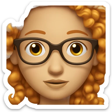 une fille aux cheveux roux long et bouclé et des lunettes sticker