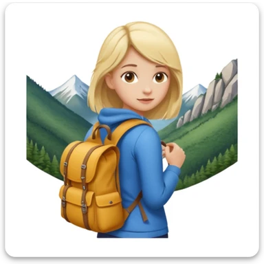 girl back packing mountains background  sticker