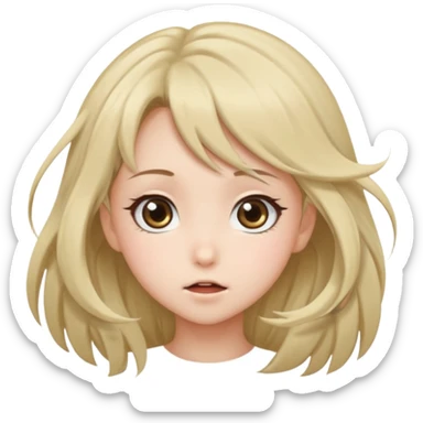 cute anime girl with blowing hair sticker