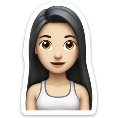 Pale girl with long black hair workout sticker