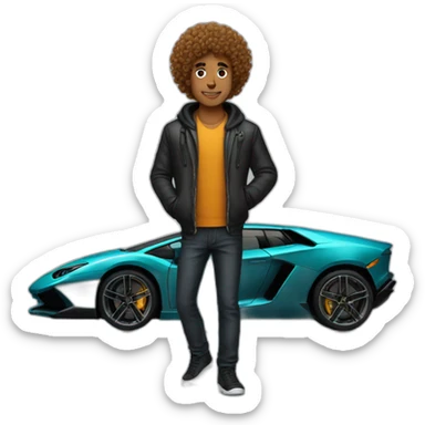 Curly Guy on Lamborghini  sticker