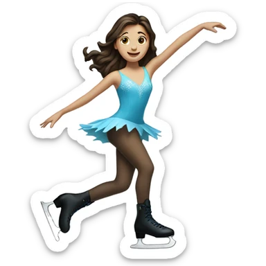 brunette ice skating arabesque sticker