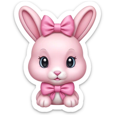 pink bunny with a bow sticker