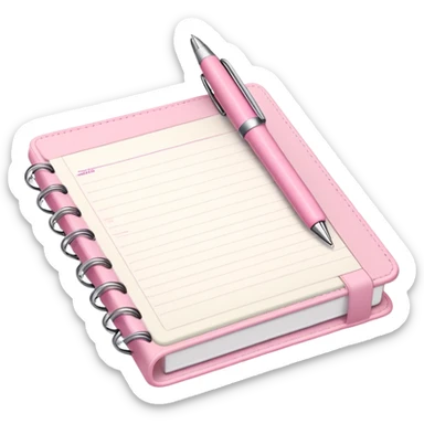 Light Pink Planner open notebook with pink pen sticker