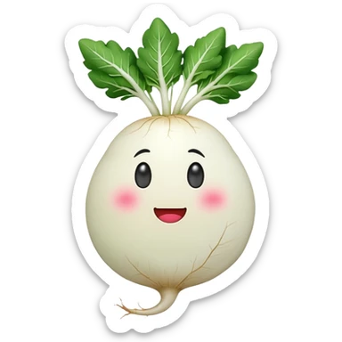 Make a long white Korean radish apple emoji style sticker