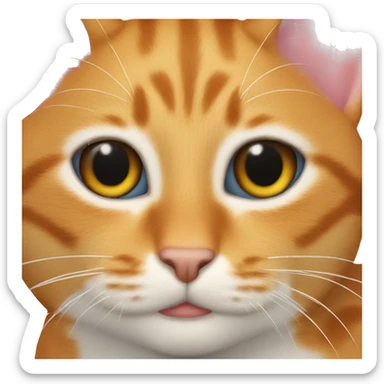 Cat with ginger spot on the left ear and black spot on the rugby ear  sticker