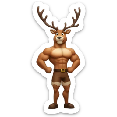 Reindeer muscular showing off biceps arms crossed masculine fierce torso sticker