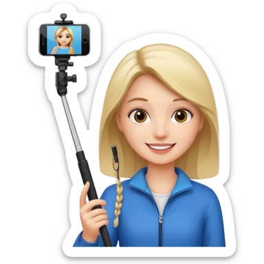 girl with phone selfie stick sticker