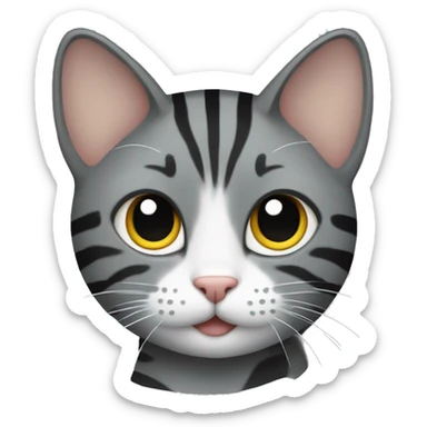 gray cat black stripes sticker